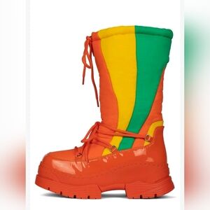 JEFFREY CAMPBELL Skis Snow Boot In Bright Orange Multi Size 6 NWOT